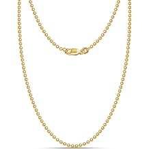 LeCalla 18K Gold Over Sterling Silver Italian 1.50 MM, 2 MM, 3 MM Ball Chain Necklace for Teen Women and Men 16, 18, 20, 22, 24 Inches, 925 Sterling Silver Chain Made in Italy with Lobster-Clasp