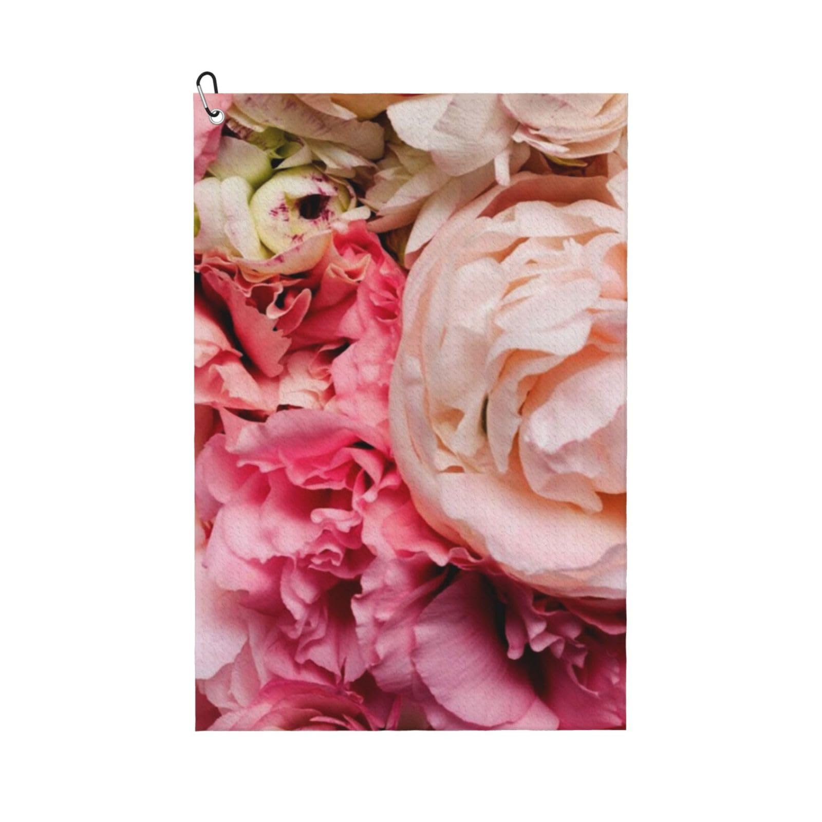 Hnnkloy Peony, 16x24 in Portable Waffle Golf Towels with Carabiner Clip for Golf Bag
