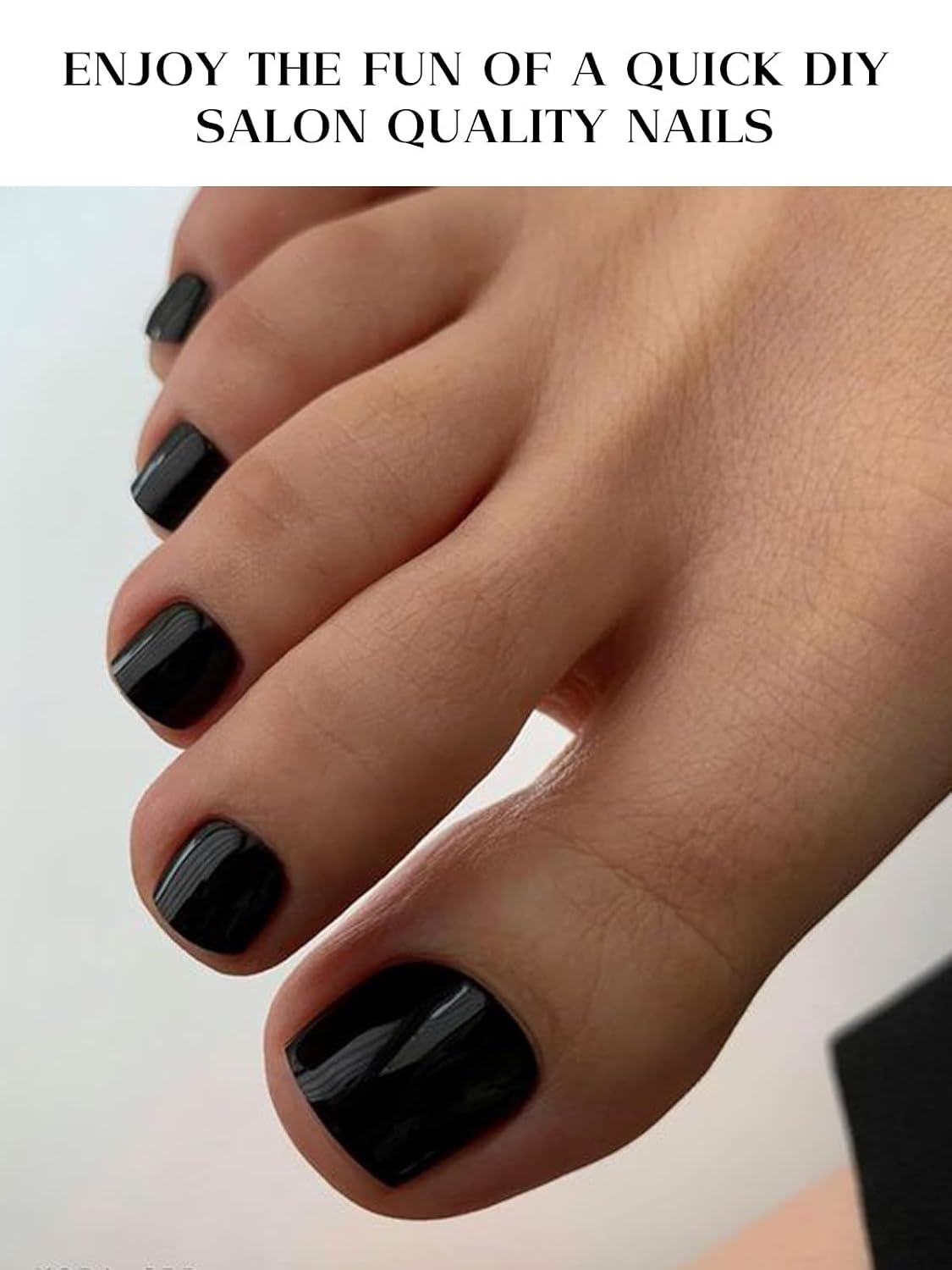Kalolary Gel Toenail Wraps Strips, Black Toenail Stickers Pedicure Strips Long Lasting Salon Quality Nail Wraps with Nail File & Wood Stick(UV/LED Lamp Required image 3