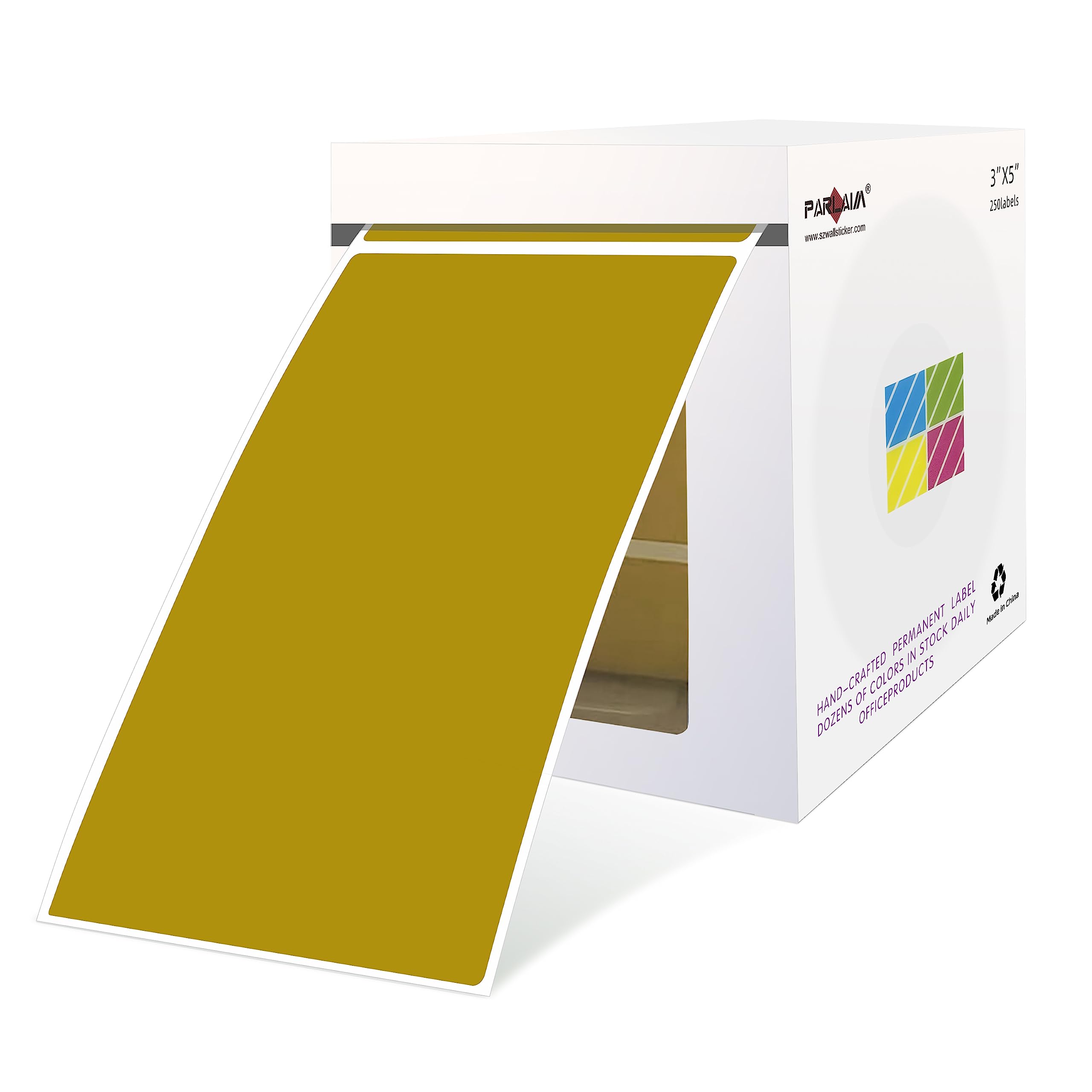 PARLAIM 3 X 5 inch Rectangle Inventory Labels Color Coding Stickers, 250PCS Permanent Stciker for Warehouse Moving Box Square Label (Olive)