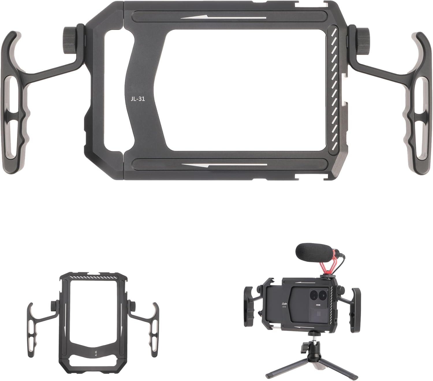 Fotga Cage universelle en aluminium pour smartphone avec poignées pour iPhone 17 16 15 14 Pro Max Samsung téléphone portable Vlog Live Stream enregistrement vidéo avec support trépied griffe