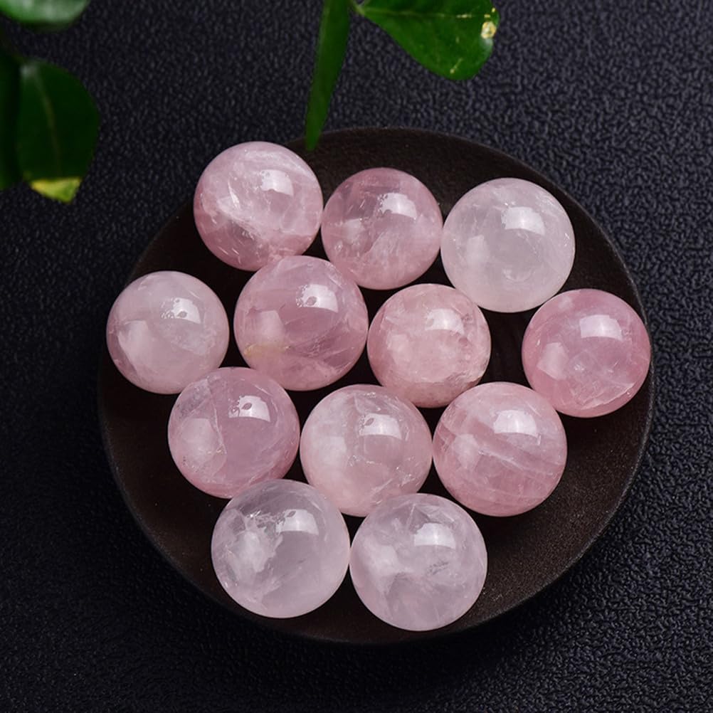 Big Crystal Ball Polished Rose Quartz Sphere Decorative Sphere Crystals Ball Stone Crafts Home Decor Ornament for Feng Shui Divination Fortune Telling,17mm
