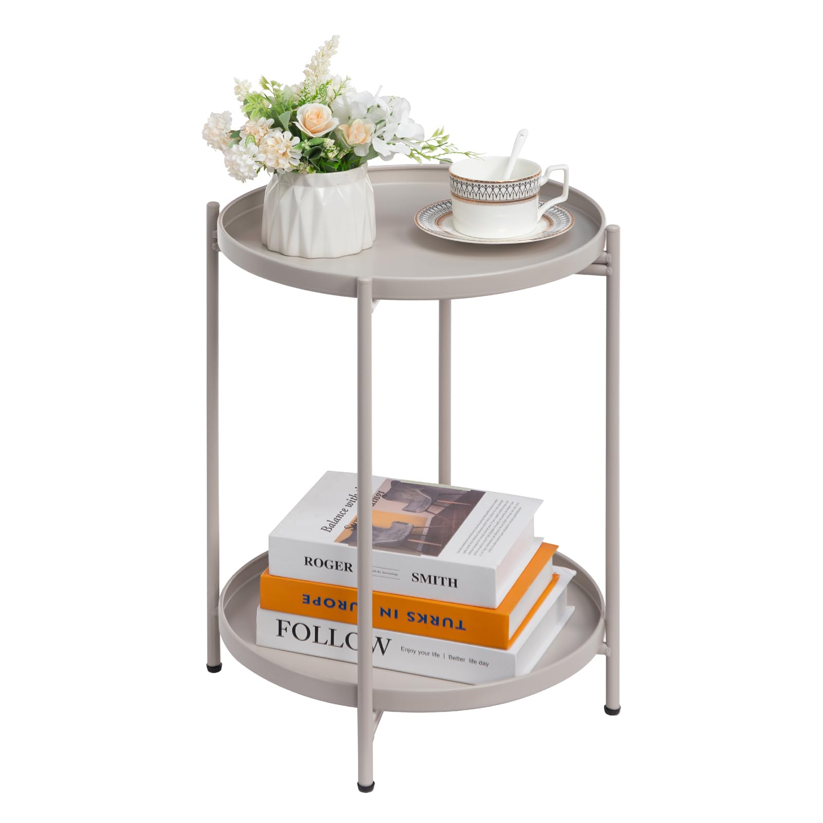 HollyHOME Metal Side Table Small Round Coffee Table End Tables Nightstand