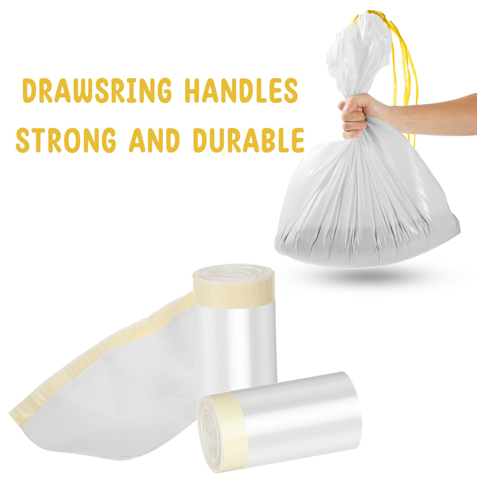 Tinlade 50 sacchetti Jumbo per lettiera per gatti con coulisse, grandi, inodori, resistenti agli strappi, per mantenere la casa pulita (bianco, multicolore, 99 x 55 cm)