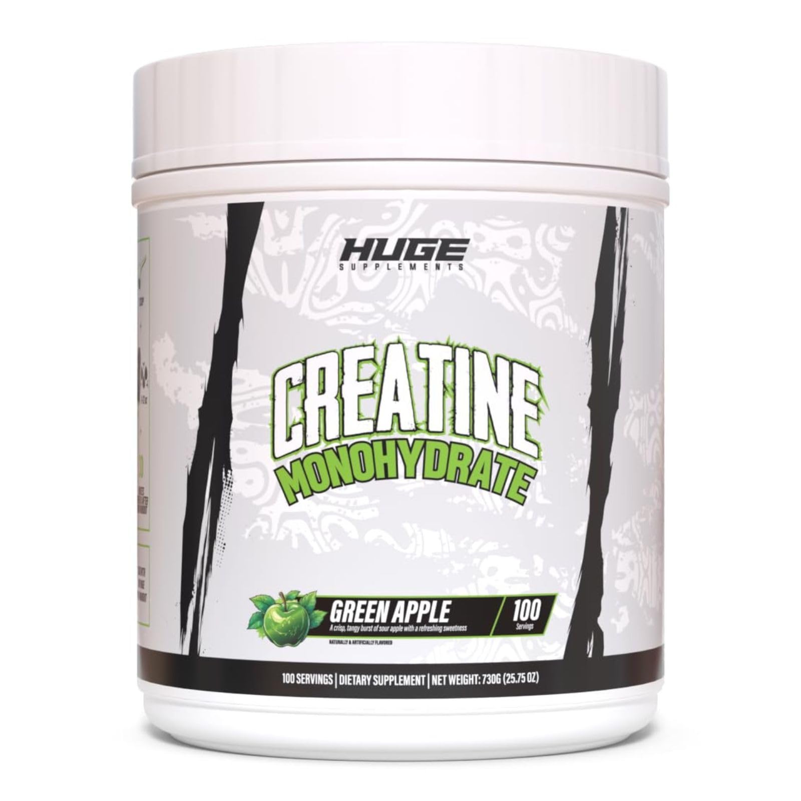 Flavored Creatine Monohydrate Powder - Green Apple Flavor, 500 Grams, Third Party Tested, Micronized for Optimal Absorption, 5 Grams Per Scoop, Delicious & Easy Mixability (100 Servings)