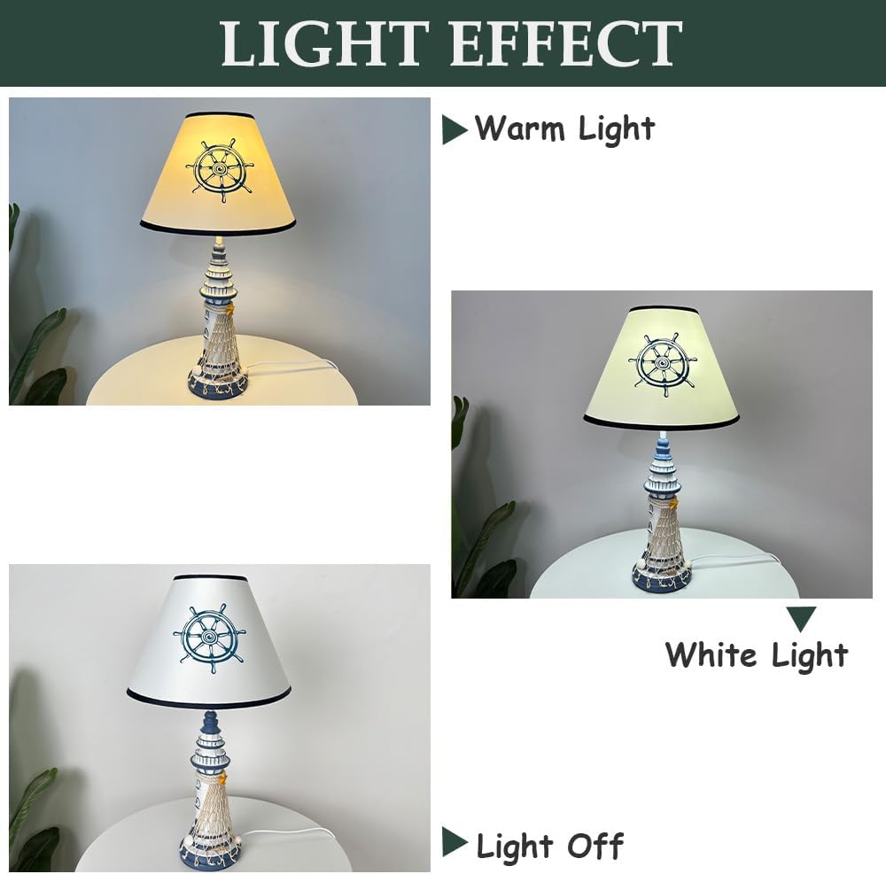 Skyblaze Nautical Style Table Lamp, Beach House Decor Night Light, Sea Isle Decor Lamp, Cute Lighthouse Bedside Desk Lamp for Kids Bedroom, Nursery