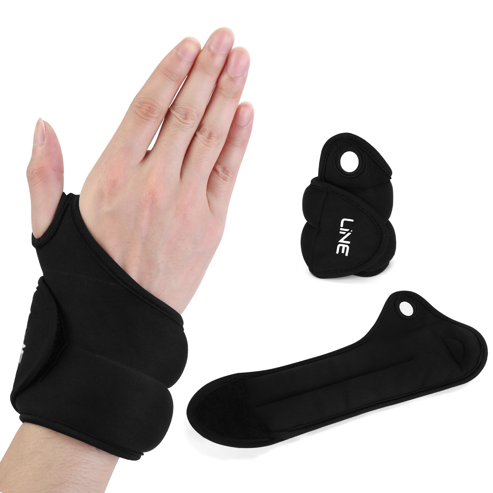 Wrist Weights with Thumb Loops Lock (1 Pair) for Women & Men, 1lbs×2 Arm Weights Hand Weights Set for Walking, Running, Strength Training, Exercises, Hand Physical Therapy (Black)