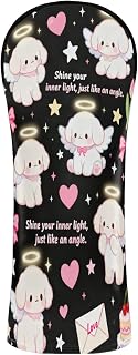 Black Cute White Dog Angel Golf Club Head Cover Premium Leather Headcovers with Number Tag for Driver Golf cart Accessories