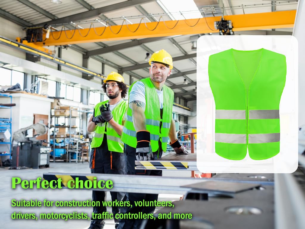 10PCS Gilet de Sécurité, Gilet de Sécurité Réfléchissant, Gilet de Sécurité Haute Visibilité, Gilet Réfléchissant,Gilet Réfléchissant de Voiture, pour Conducteurs Travailleurs Unisexe (Vert)