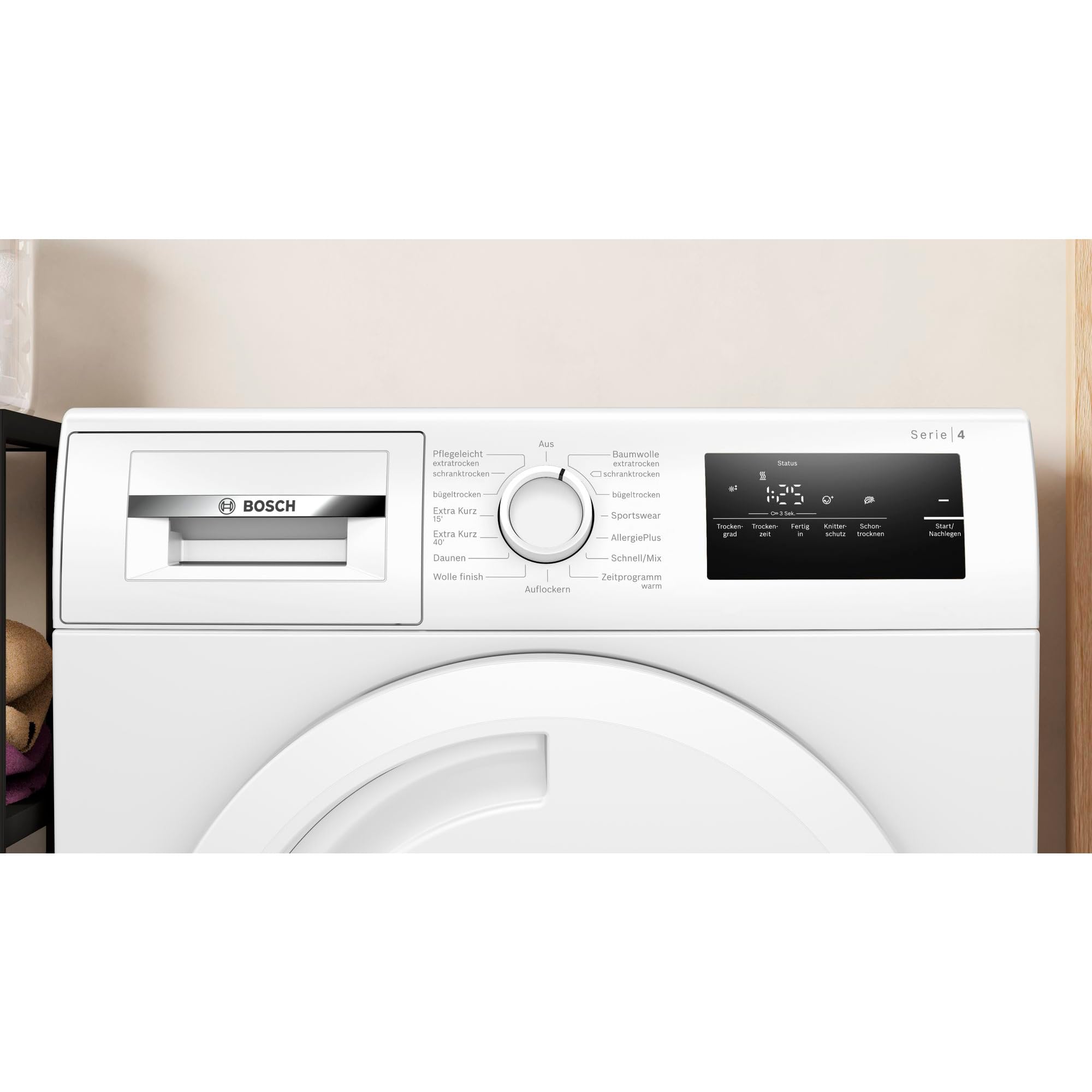 Bosch WTN83203 Serie 4 Asciugatrice a condensazione 8 kg Auto Dry: asciugatura ottimale, design antivibrazione: maggiore stabilità, velocità record, sistema di asciugatura sensibile