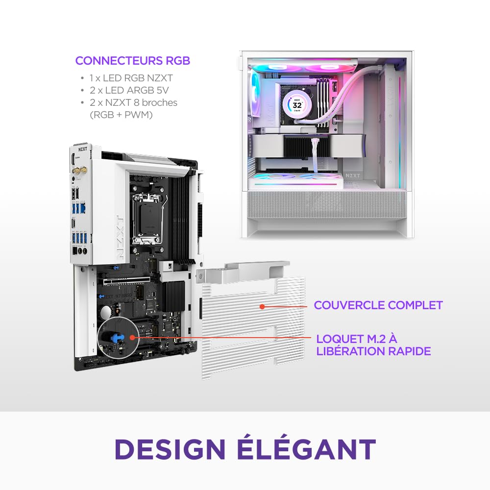 NZXT N7 B850 - Carte Mère AMD B850 AM5 ATX - Blanc