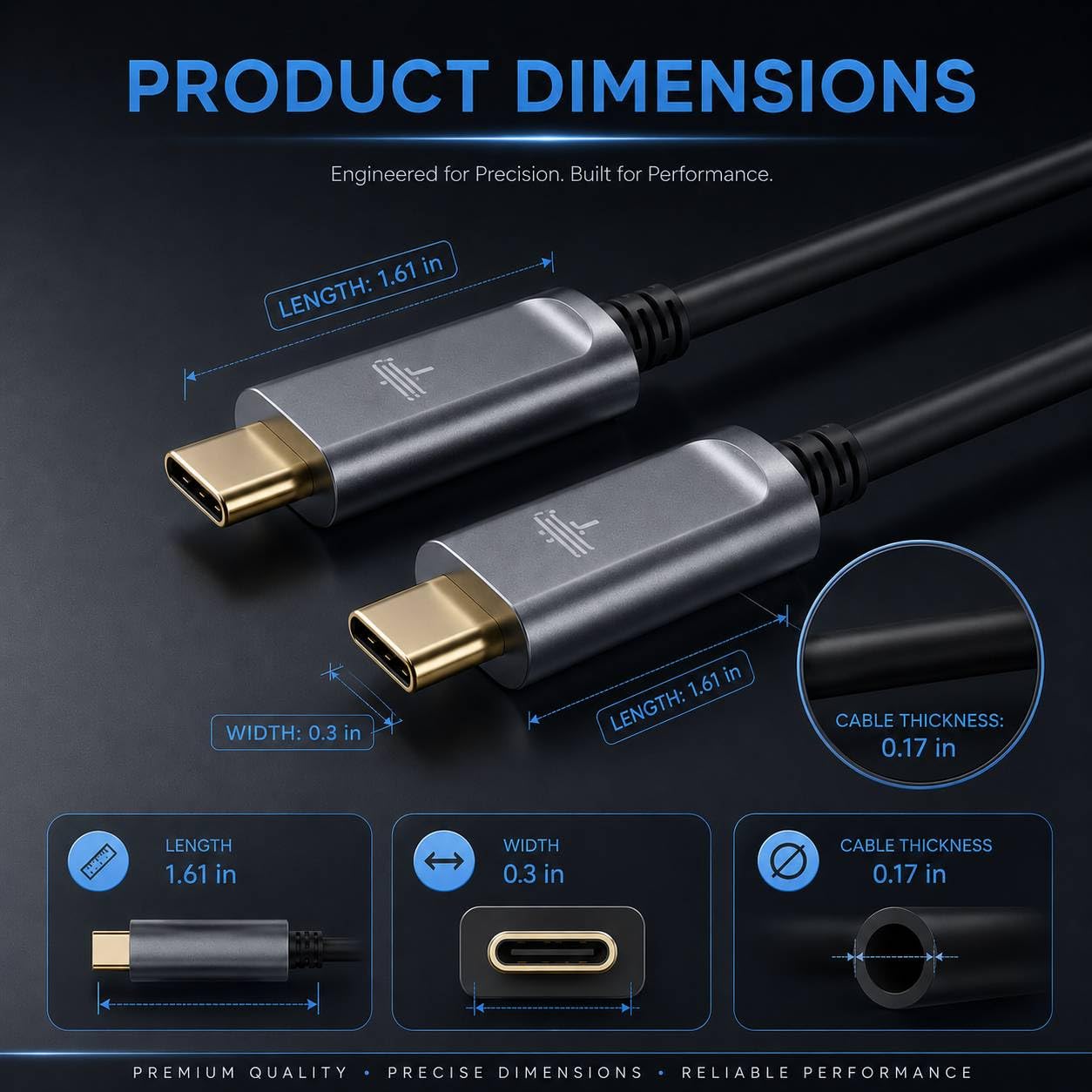 Cavo in fibra ottica da USB C a USB C (15,2 m), sottile ad alta velocità, 10 Gbps, USB 3.2 Gen2, cavo ottico attivo per VR, webcam, laptop, ecc