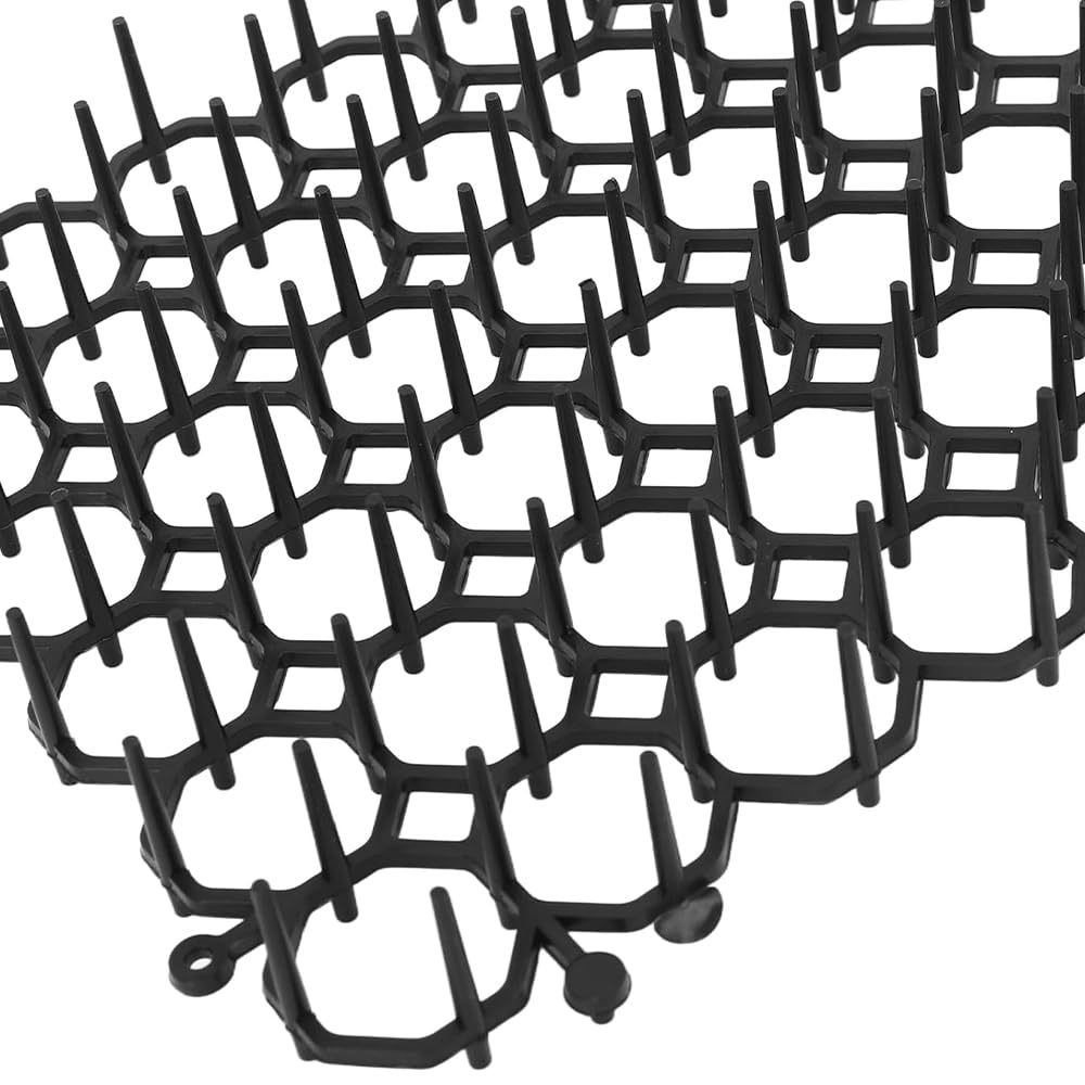 ZONADAH 12 pcs Anti Cat Spikes Cat Repellent with 8 U-shaped Pegs Plastic Cat Scat Mat with Spikes Pet Deterrent Net for Flowerbed Lawn and Garden Protection - Image 4