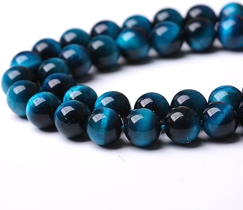 Miniatura 6 de Cuentas de piedras preciosas AAA de ojo de tigre azul natural, redondas y sueltas, para hacer joyas, pulseras, collares, aretes, 0.47 pulgadas, 32