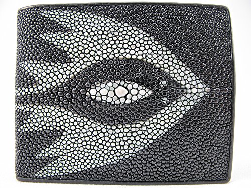 Genuine Stingray Skin Leather Bifold Wallet (Black)2