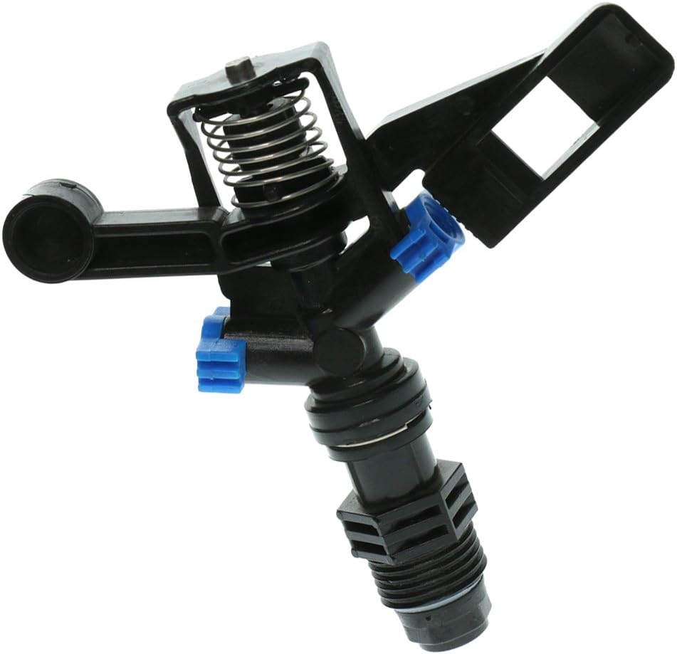 misppro 12Pcs 1/2 Inch Heavy Duty Plastic Impact Head Sprinkler 25-360 Degree DN15 Black for Garden Lawn Irrigation