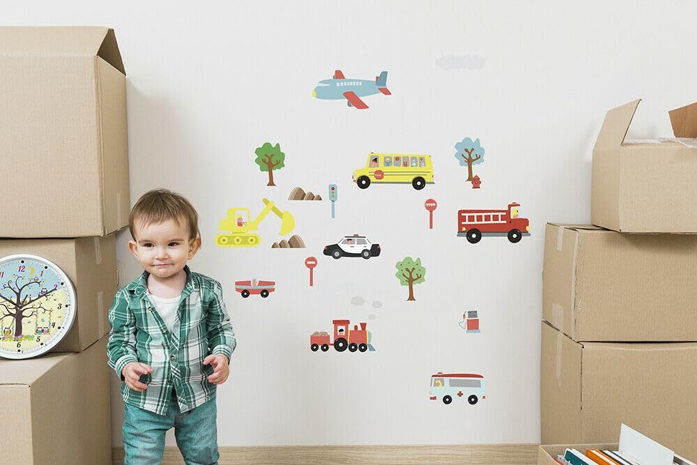 Walplus Boys Wall Stickers Decal Wall Art Happy Cars Diy Nursery Room Kids Room Happy Cars Wall Stickers For Kids Rooms - Playful Nursery Decor, Removable Vinyl Decals For & Girls, 125X85cm