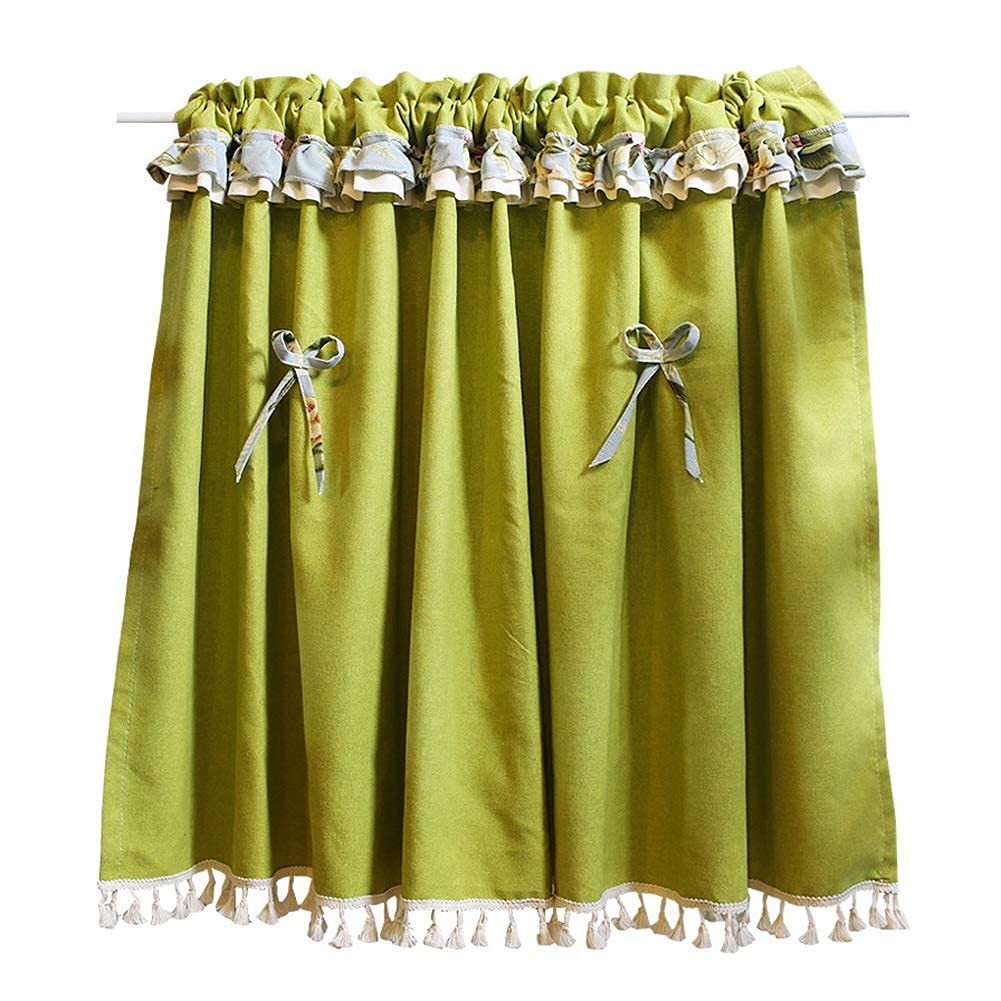 Cortina corta pastoral americana con borlas, diseño de una pieza para ventanas y baño