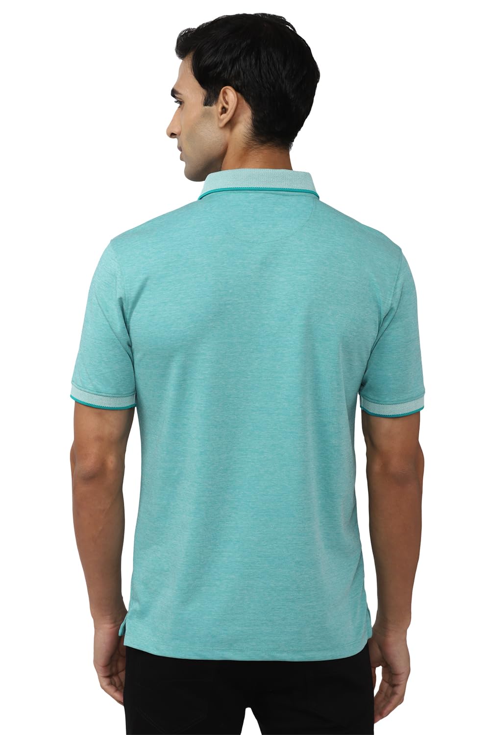 Peter England Men's Premium Branded Regular Fit Half Sleeve Polo T-Shirt | Cotton Rich | Birds Eye Interlock Weave| No Pocket - Image 3