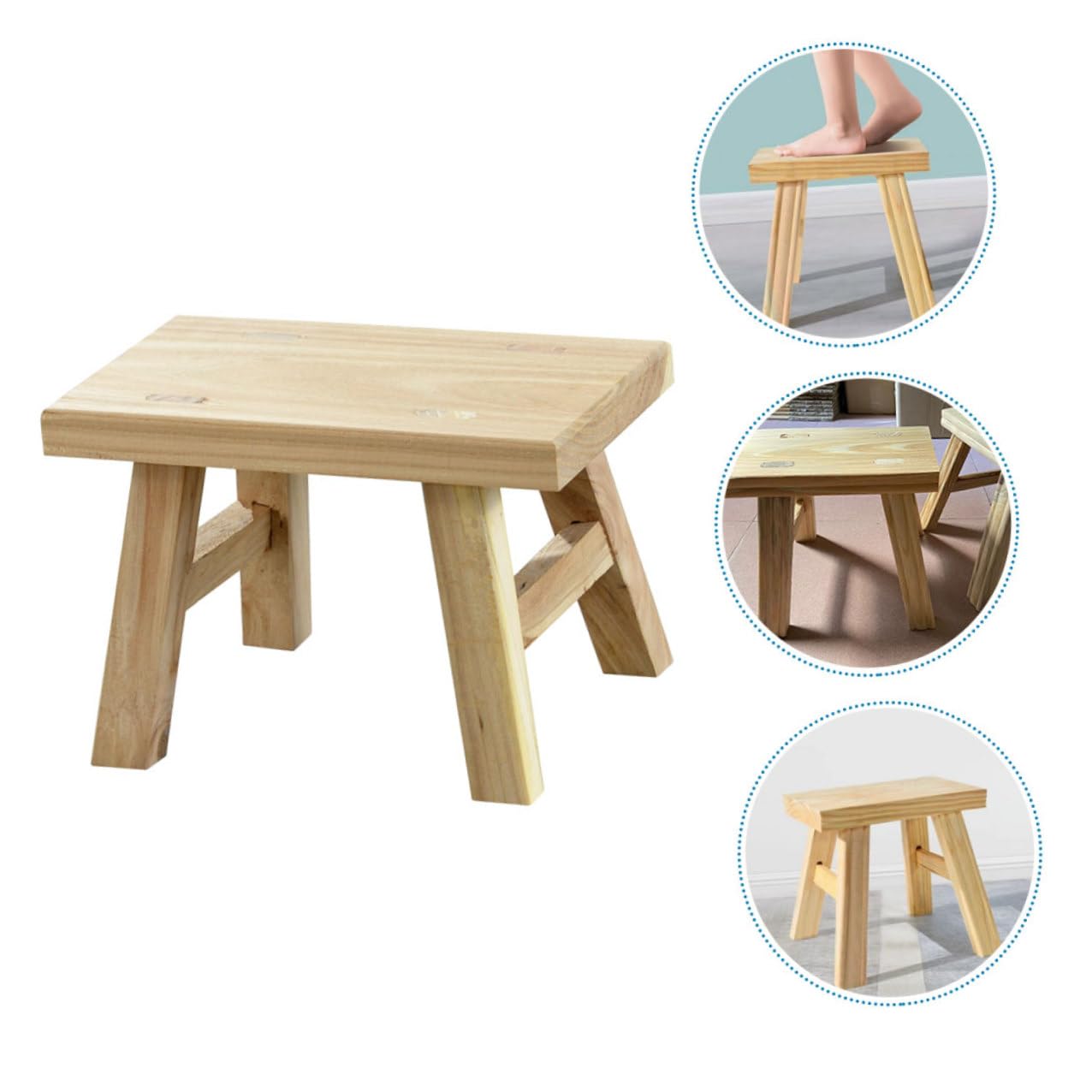 Alipis Kinder Tritthocker Holz 26x13x19cm Lackiert Stabiler Sitzhocker für Haushalt und Wc Leichter Sitzschemel für Kleinkinder und Alltag