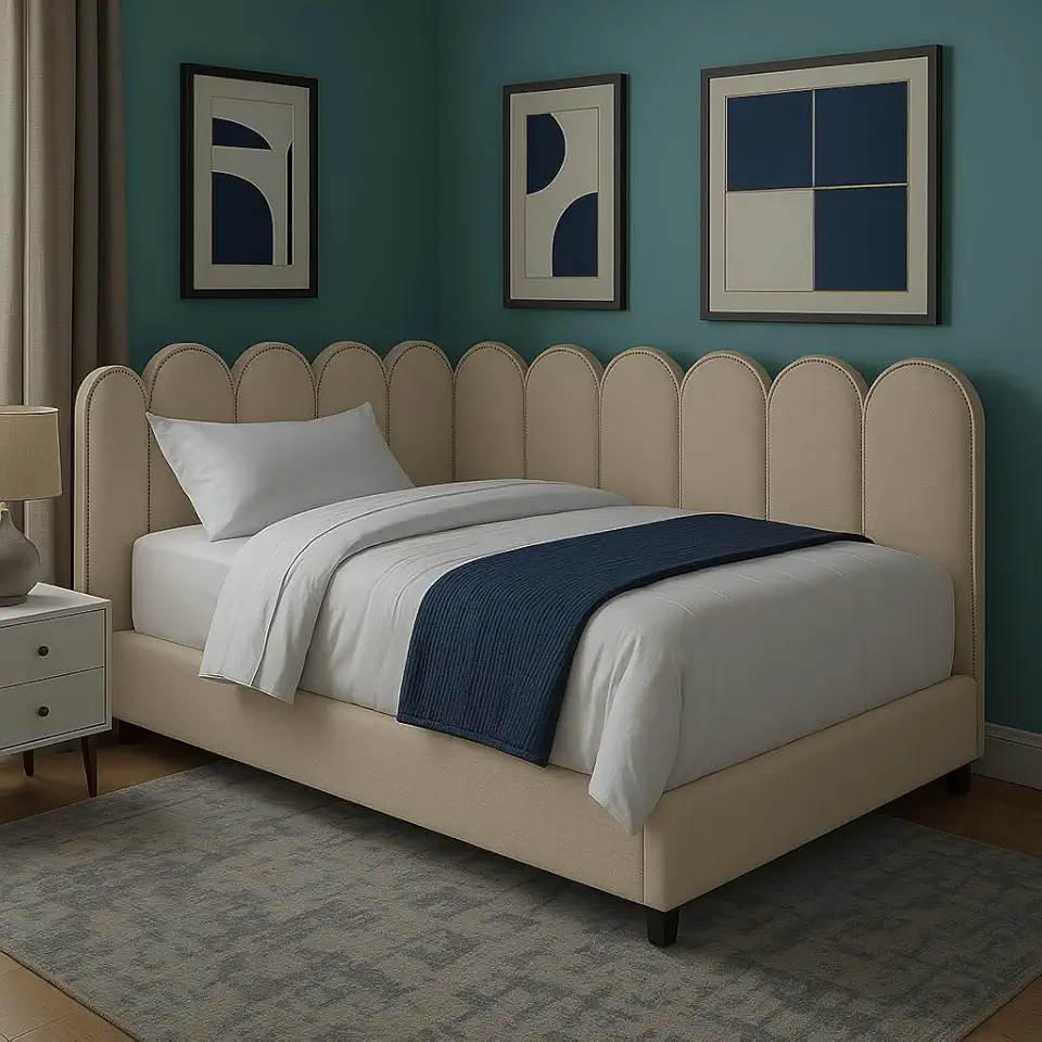 Cabeceira de Cama Queen 8 Modulos Modelo Nuvem 45x20 cm. (Bege)