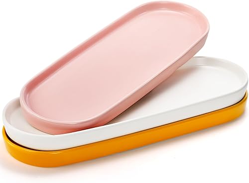 Bekith Juego de 3 platos de porcelana de 12 pulgadas, bandejas ovaladas para exhibir aperitivos de frutas, aperitivos, sushi, alimentos,
