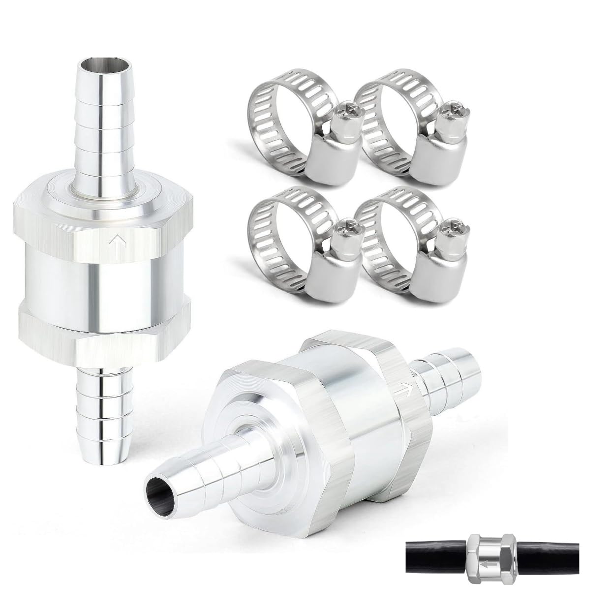 6 mm Inline Check Valve - High Quality Plastic Check Valve with Clamping Straps for Aquariums, Washing Machines, Dryers and Garden Applications - Prevents Backflow of Water and Liquids