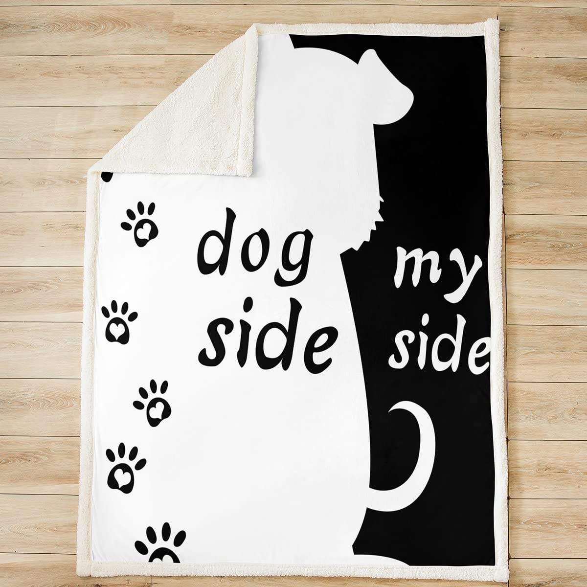 Manta de Forro Polar para Perro, Manta de Sherpa de Animales en 3D, para Cama, sofá, niños, Mascotas, Perro, Manta de Felpa para Regalo para Amantes de Perros, Color Negro, Blanco, cálido, Manta Mull