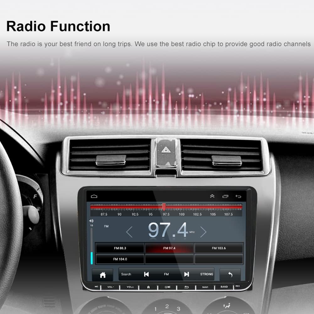 Car stereo displaying a phone call interface with a smartphone nearby