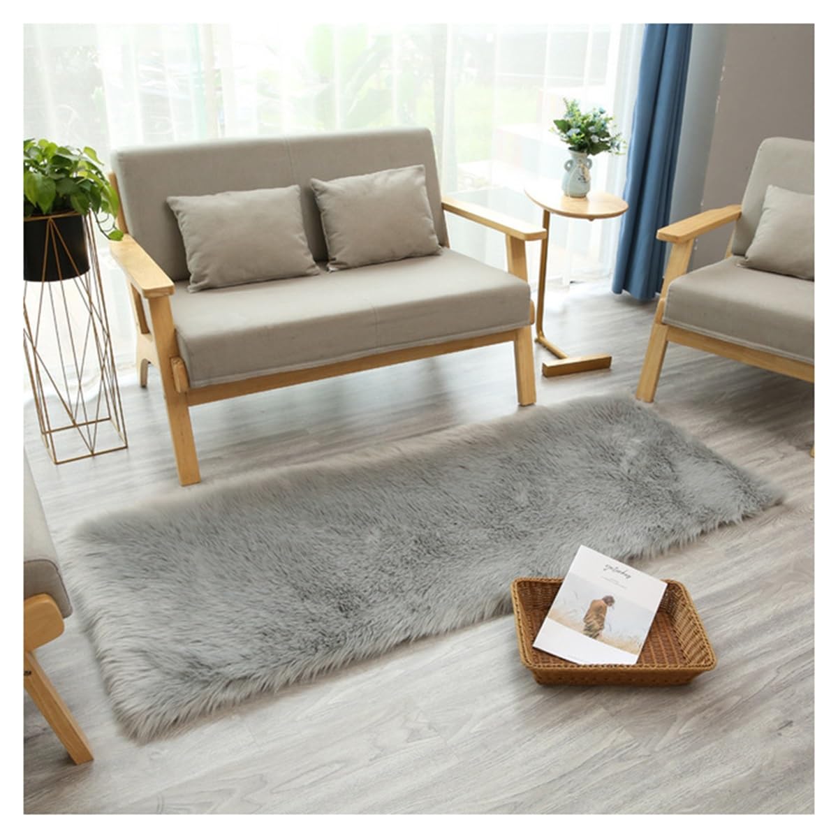 Tapis à poils longs en fausse fourrure épaisse pour décoration d'intérieur chic
