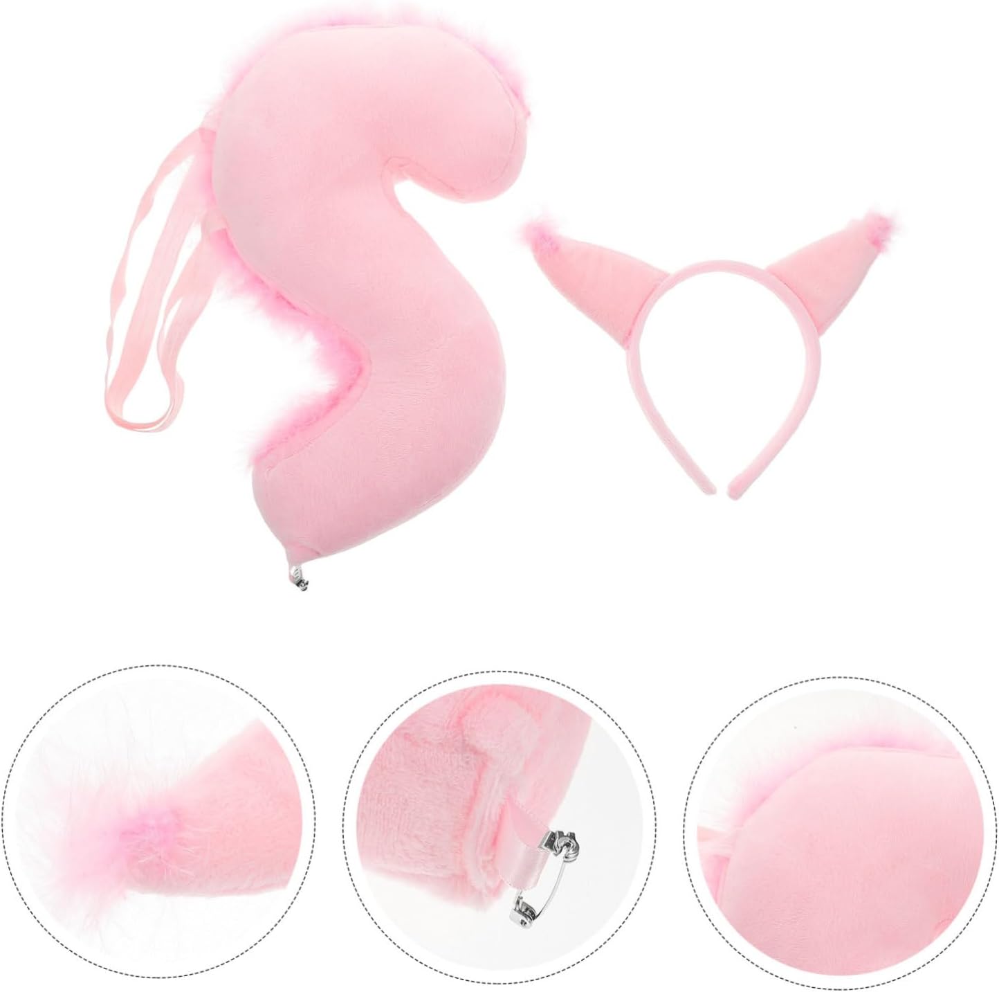 1set Squirrel Ears and Tail Cosplay Set Adorable Costume Accessories for Halloween and Animal-Themed Parties Comfortable Headband and Tail Props for Boys and Girls Pink - Image 9