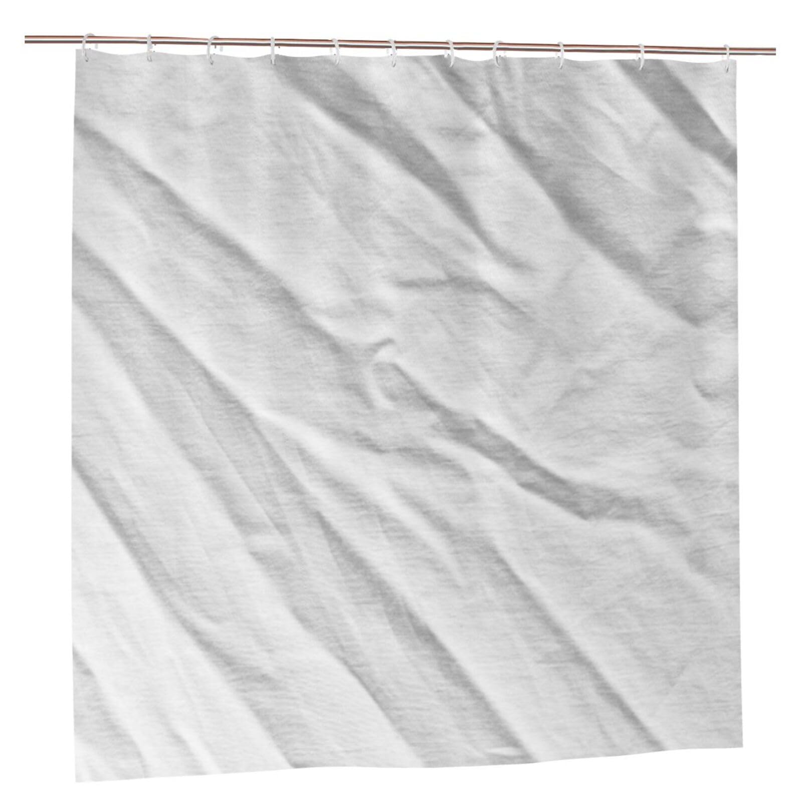 Oudrspo Polyester Fabric Shower Curtain - 70x70 Inch with Metal Grommets, Artistic Privacy Design, Wrinkled White Cloth As Background