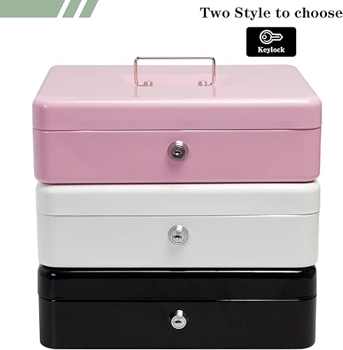 Miniatura 5 de Caja de efectivo con bloqueo seguro con llave o comninación, bandeja de dinero y organizador, caja fuerte de metal para administración de efectivo,