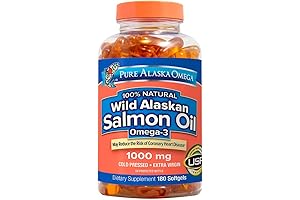 Pure Alaska Omega-3 Wild Alaskan Salmon Oil 1000mg Softgels 180-Count