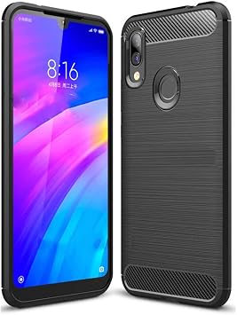 Microcase Xiaomi Redmi Y3 Brushed Carbon Fiber Silikon TPU Kılıf - Siyah