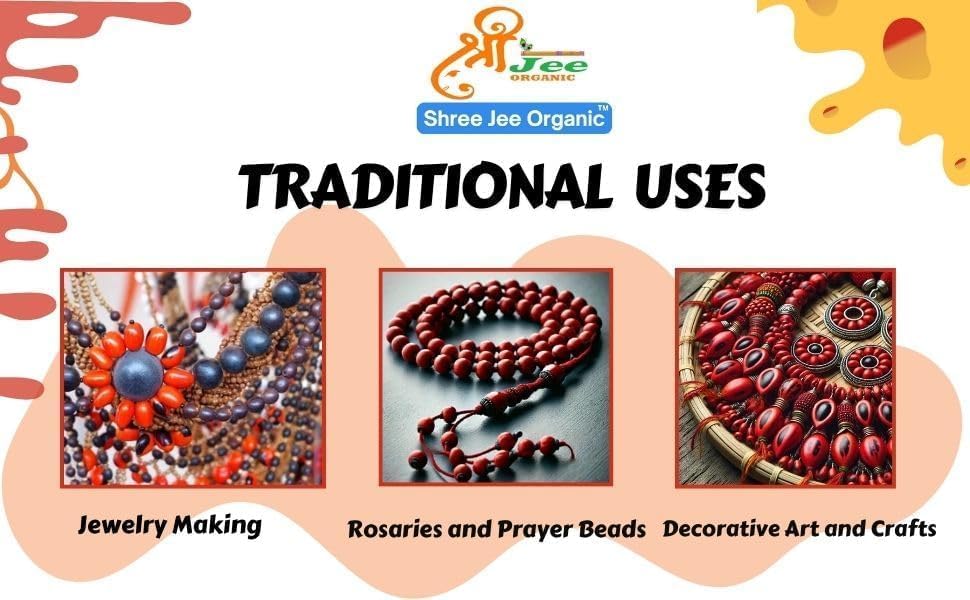 Image of Chirmi Gunja Seeds 30 Grams (10 Grams each /Approx 51 Pcs each)(Red, White & Black Seeds)
