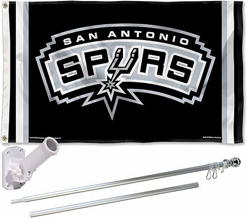 WinCraft San Antonio Spurs - Juego de mástil y soporte para bandera