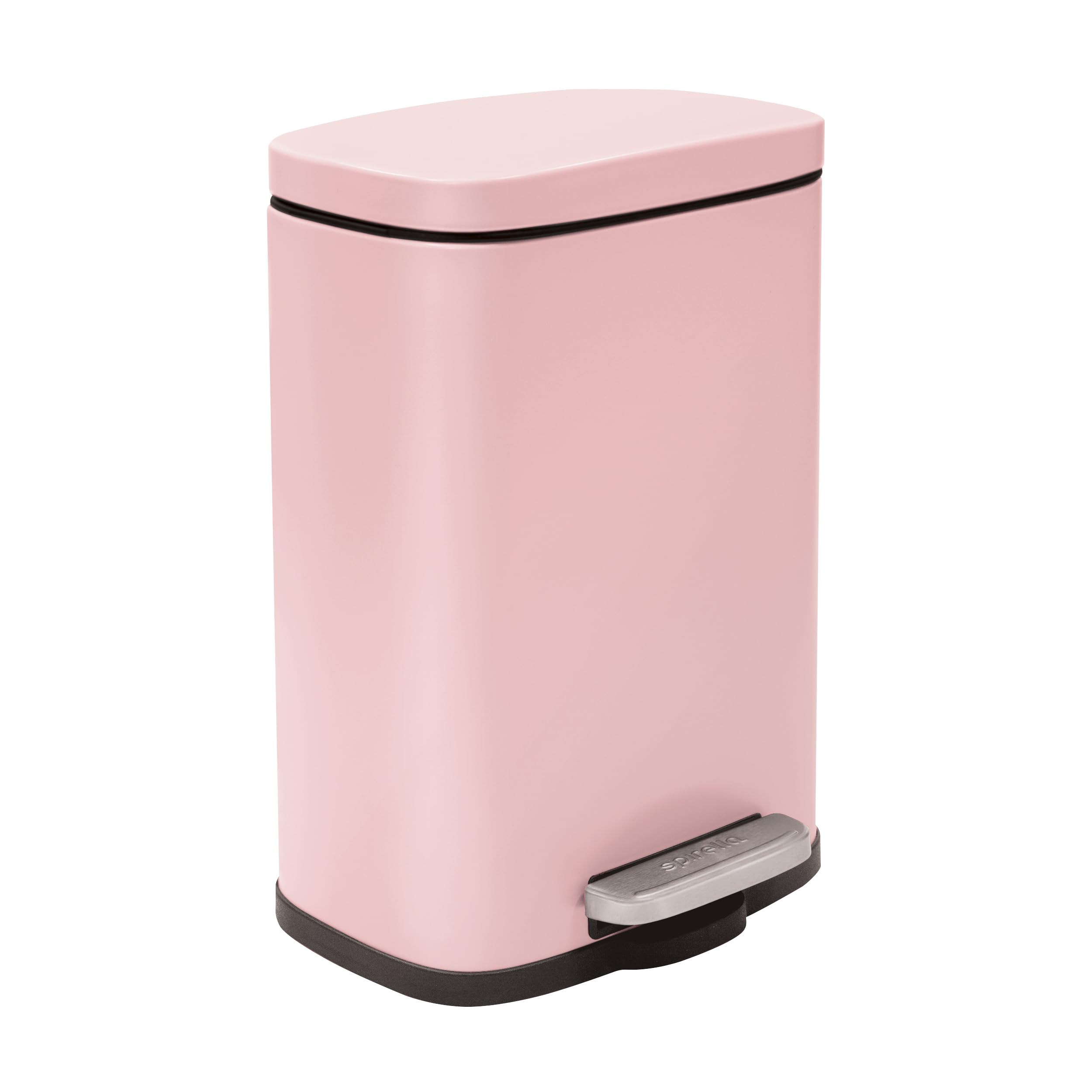 Spirella AKIRA Papelera pedal baño acero inoxidable cierre silencioso rosa mate 5 l