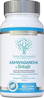 Ashwagandha & Shilajit - Award Winning Ashwagandha KSM-66 1000mg & Purified Shilajit Extract 200mg (60% Fulvic Acid) - No artificial fillers, binders or flow agents - Suitable for Vegans