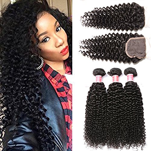 Beauty Princess Malaysian Curly Human Hair Bundles with Closure 8A Unprocessed Virgin Hair Natural Color 20 22 24with 18Closure