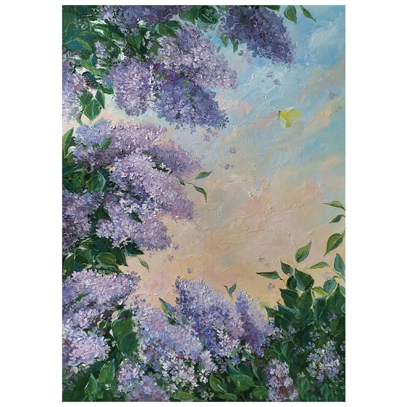 Peinture à l'huile lavande moderne | Déco murale salon 90 x 130