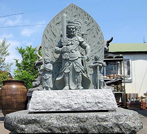 Amazon｜不動明王 不動三尊 像 青御影石 彫刻 石仏 仏像販売 石像 矜羯