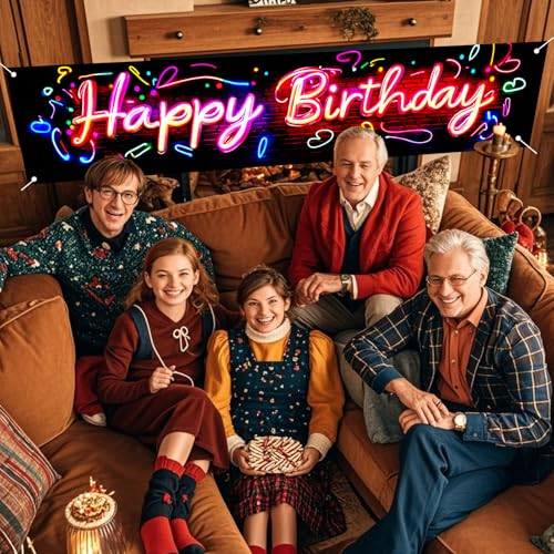 Image of Nuxovilar Neon Brick Birthday Banner 78.7x17.7 Polyester