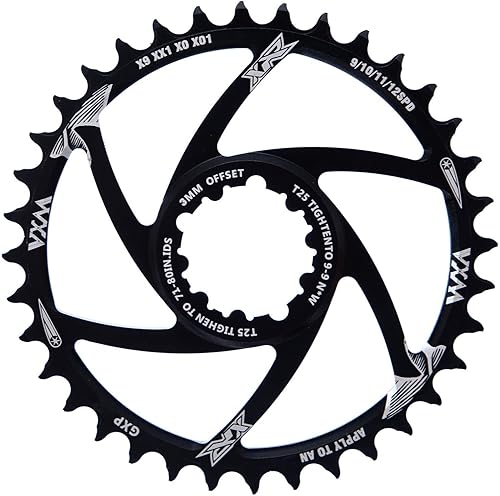 YBEKI Plato estrecho ancho 30T-38T – CNC 7075-T6 aluminio MTB para SRAM GXP/XX1/X01 (desplazamiento de 0.118 in/0.236 in) | Diseño de diente de