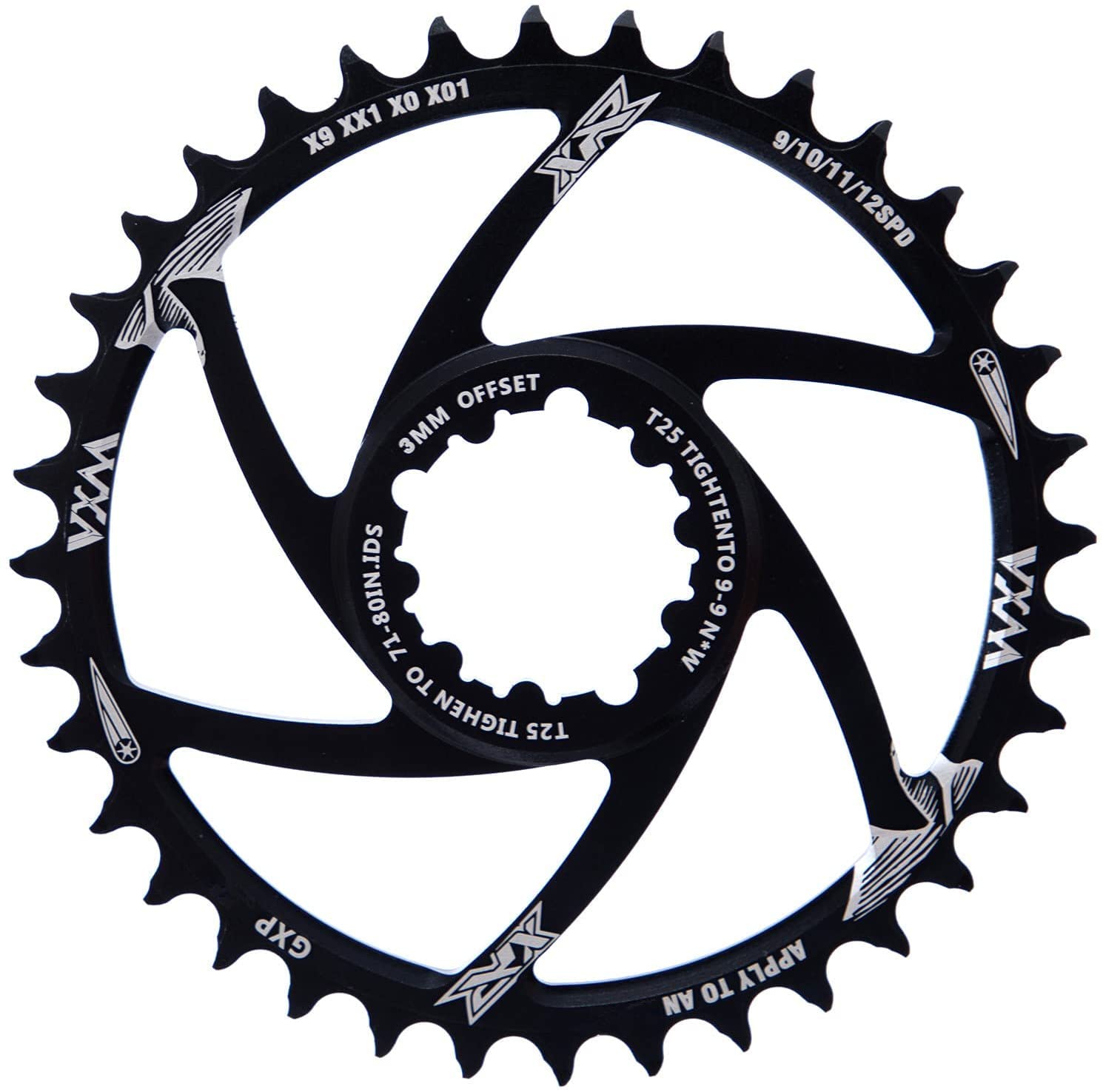 YBEKI Bicycle Chainring 30T 32T 34T 36T 38T Chainwheel Offset 3mm 6mm Narrow Wide Chainring MTB GXP Sprockets for GXP XX1 X9 XO X01 NX XX GX Direct Mount Crankset