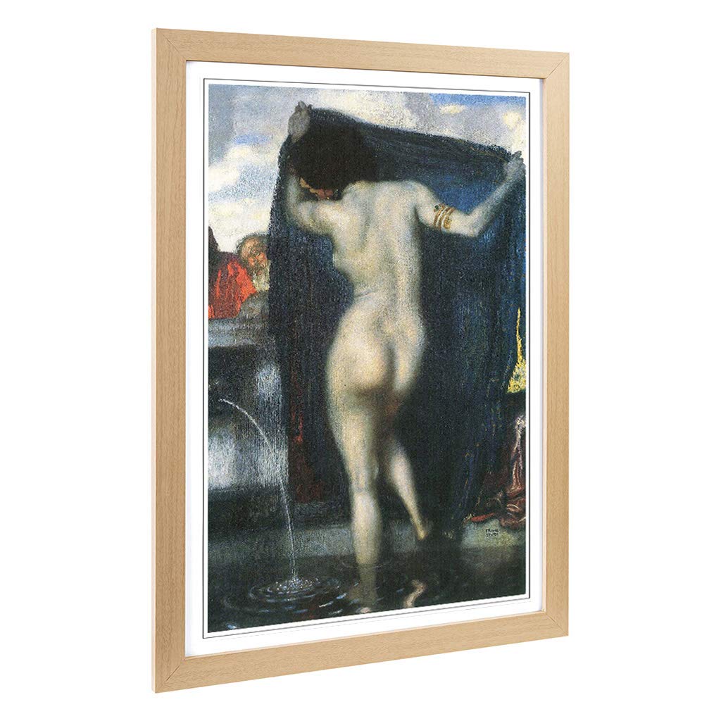 Big Box Art Framed Print of Franz Stuck Susanna and The Elders Design | Wall Art Picture | Home Decor for Kitchen, Living Room, Bedroom, Hallway, Oak, A2 / 24.5x18 Inch / 62x45cm