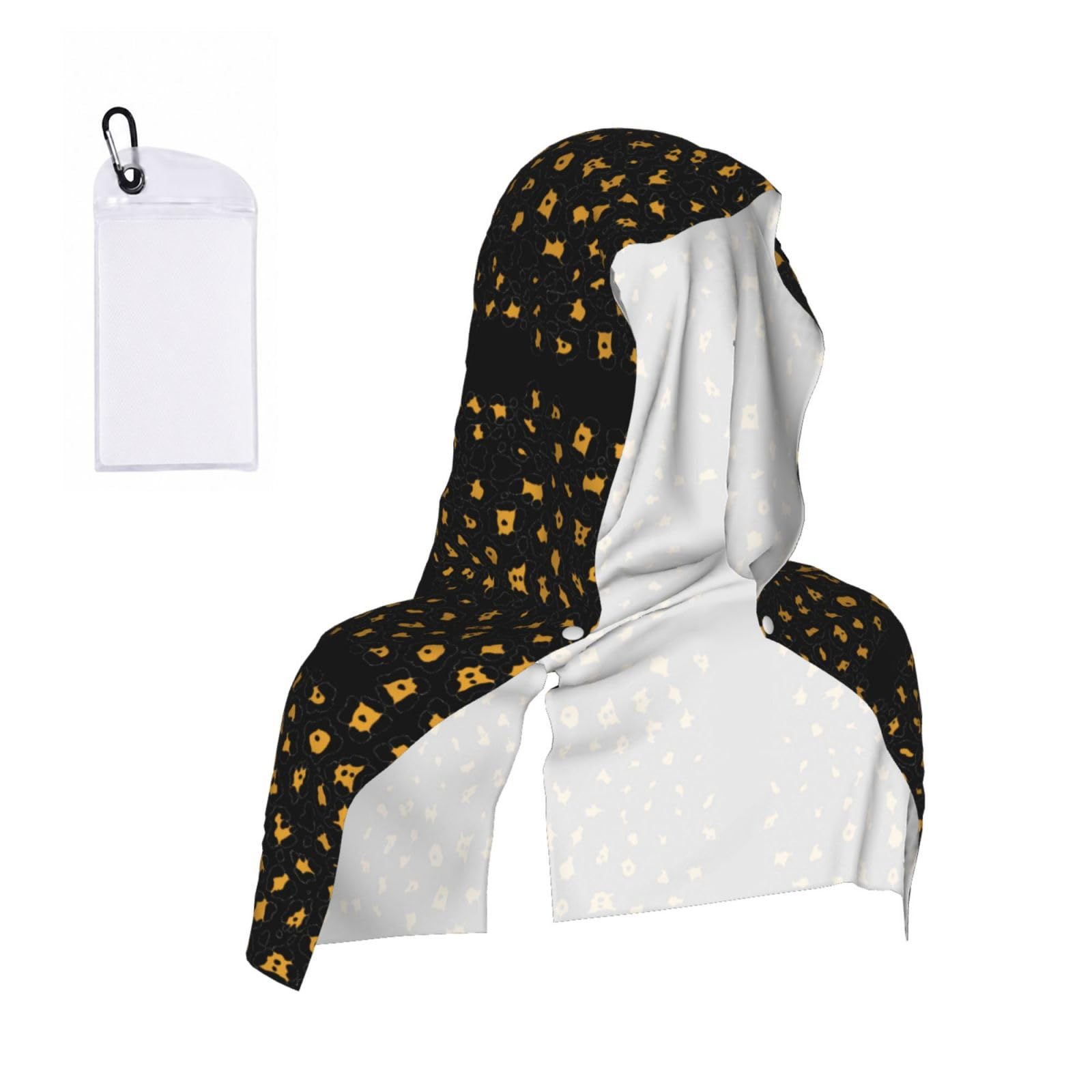EZDLOWVBA Leopard Brown Print 2 Pack Cooling Hoodie Towels,Sports Headscarf, Neck Wrap Scarf,Breathable Cooling Towel For Neck And Face, Travel, Swimming, Training