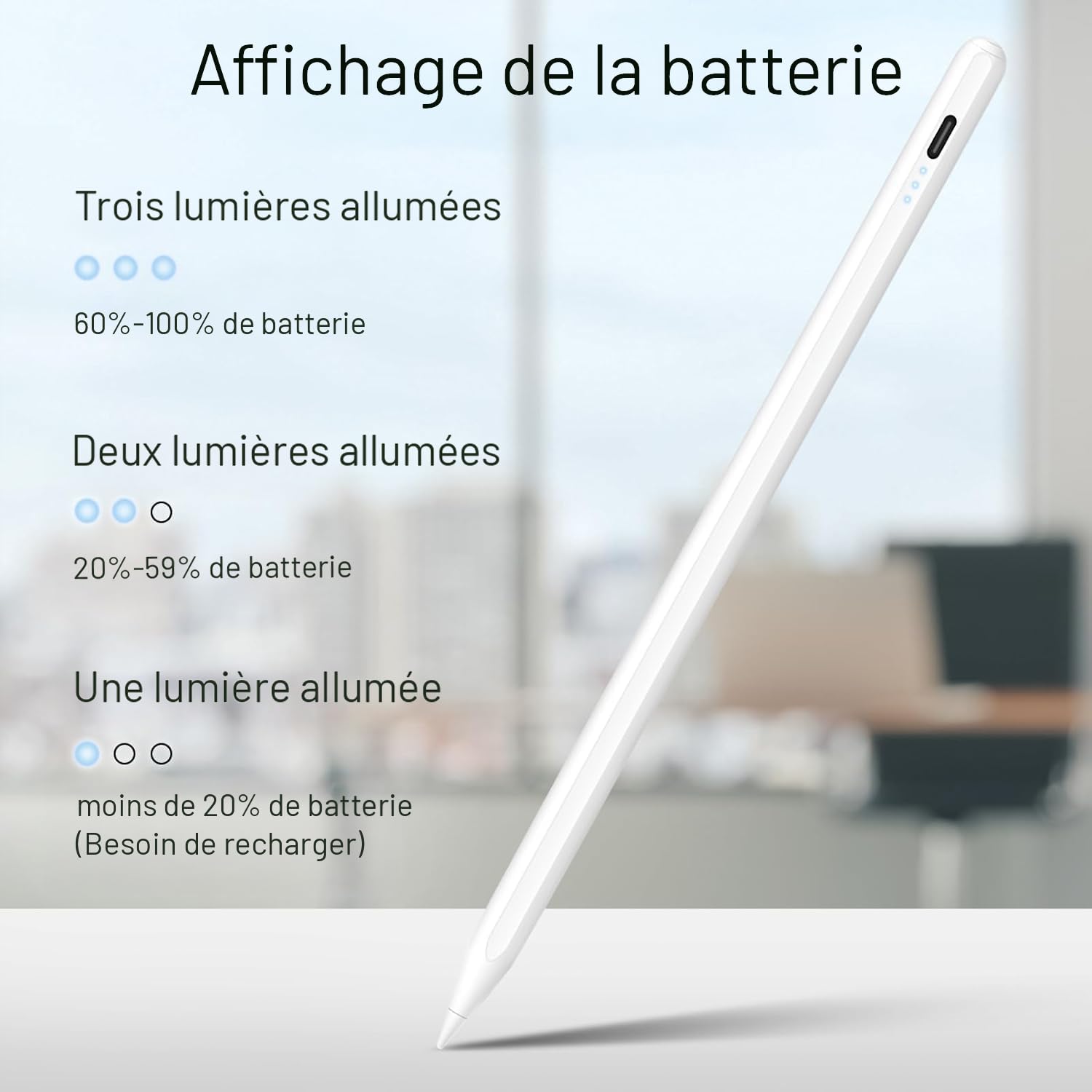 Stylet Pour IPad 9e Et 10e Génération, Charge Rapide En 10 Minutes, Anti-perte De La Paume Et Cordon Anti-perte Pour IPad 6-10, IPad Air 3e/4e/5e, IPad Mini 5/6e IPad Pro 11"/12,9" M4