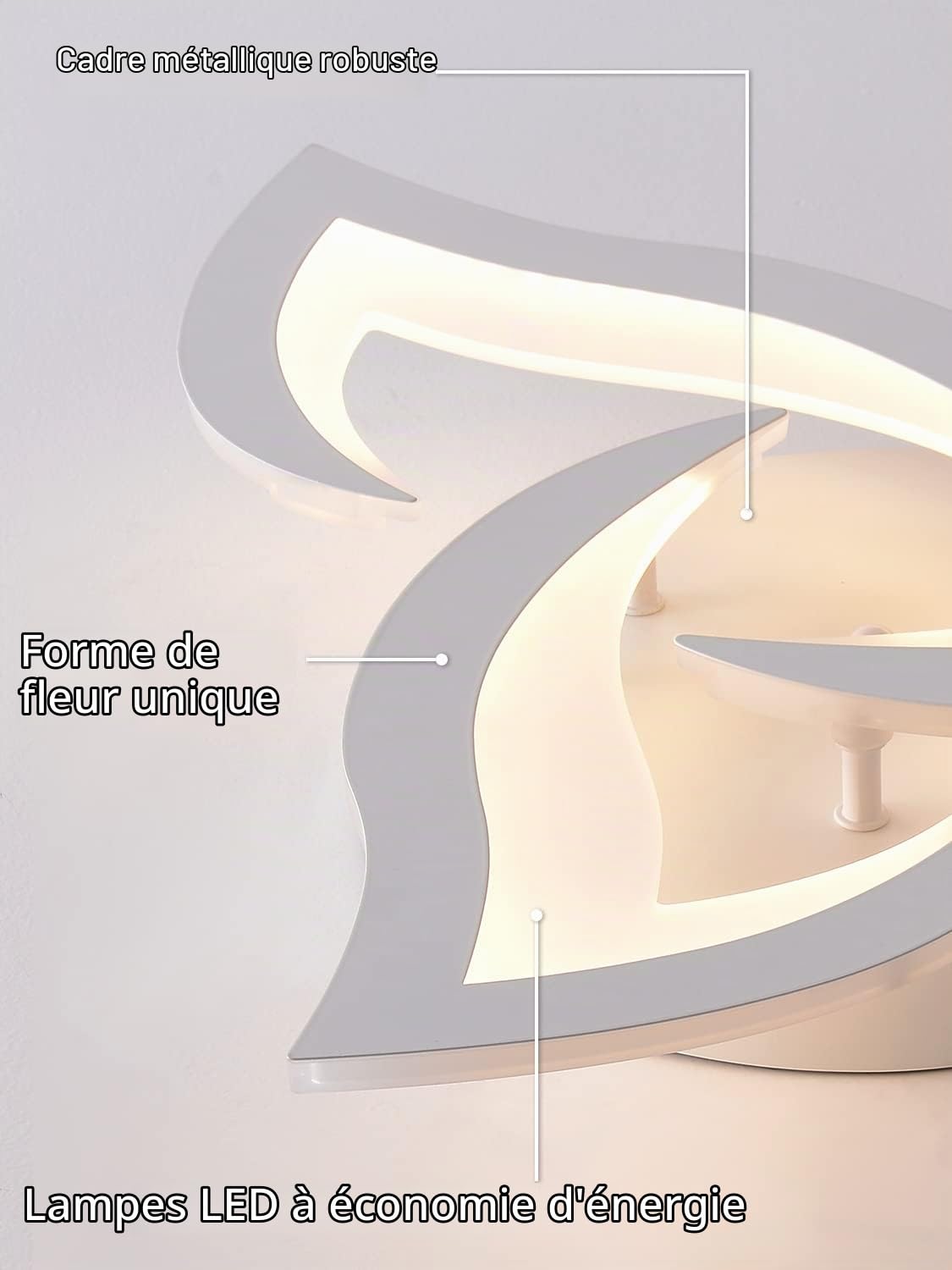 56cm Plafonnier LED Salon Fleurs Lustre Chambre 3000K Luminaire Blanc