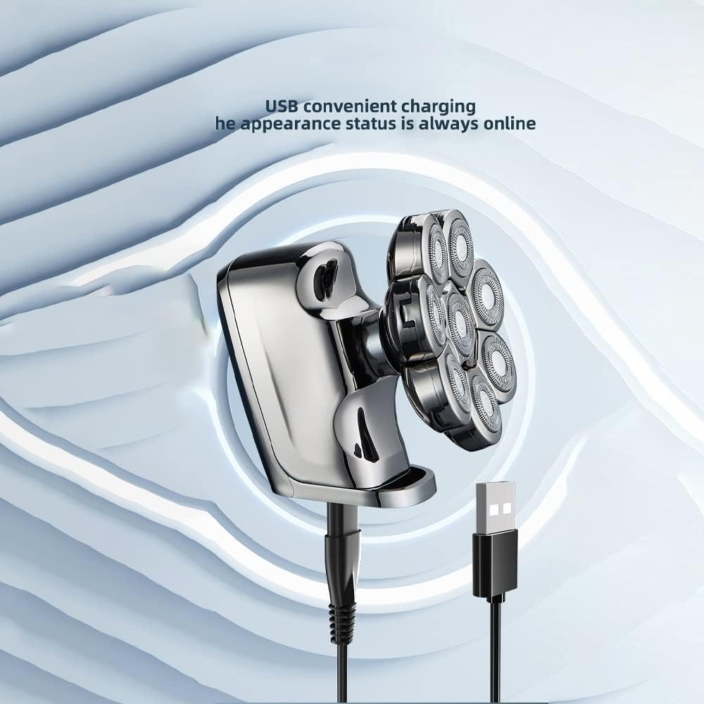 Head Shavers for Bald Men, 6 in 1 8D Electric Shaver for Men Hair Cutting Machine Men's Razor Multi Shaving Machine Beard Hair Trimmer kit (Color : SET)